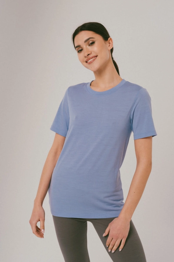 T-shirt wełniany, niebieski