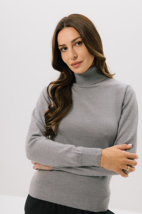 Golf z wełny merino Daisy, melanżowy szary