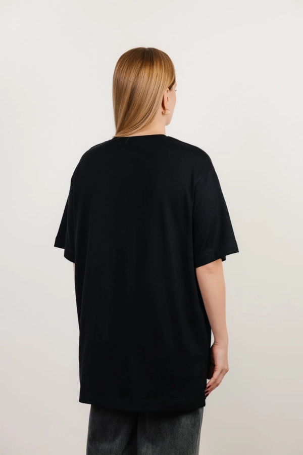 T-shirt oversize Breeze bawełna z algami, czarny