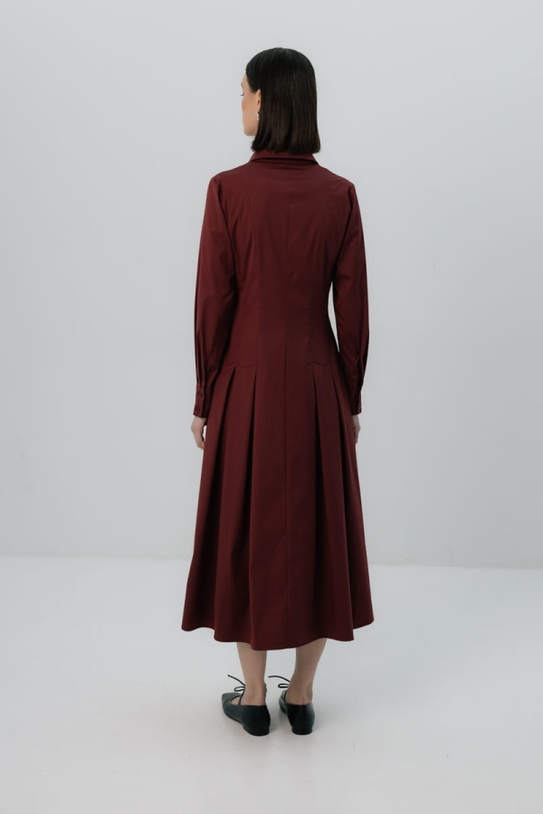 Sukienka szmizjerka Ruby bawełniana, bordowa