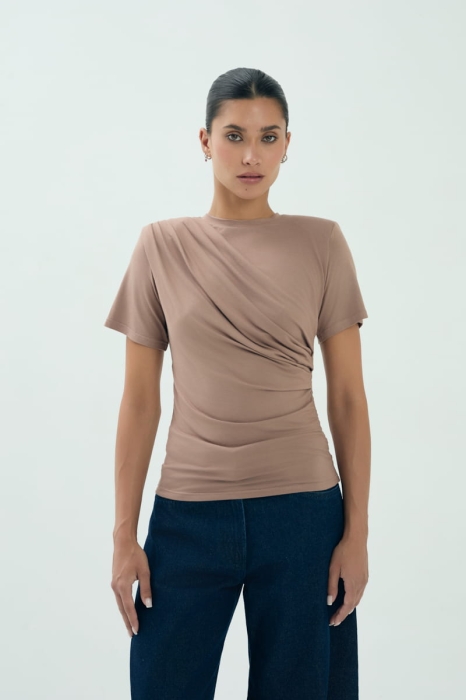 T-shirt Hailey z bambusa, beżowy