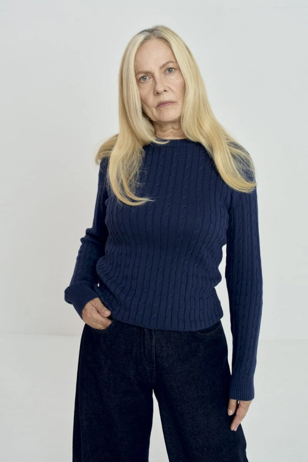 Sweter Elite bawełniany, granatowy