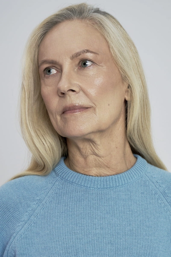 Sweter Nola, O-neck wełniano-bawełniany, niebieski