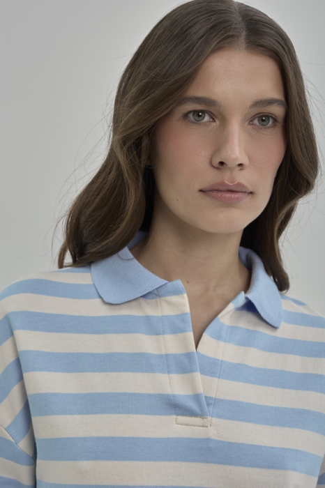Bluza bawełniana Janey, w paski niebieska