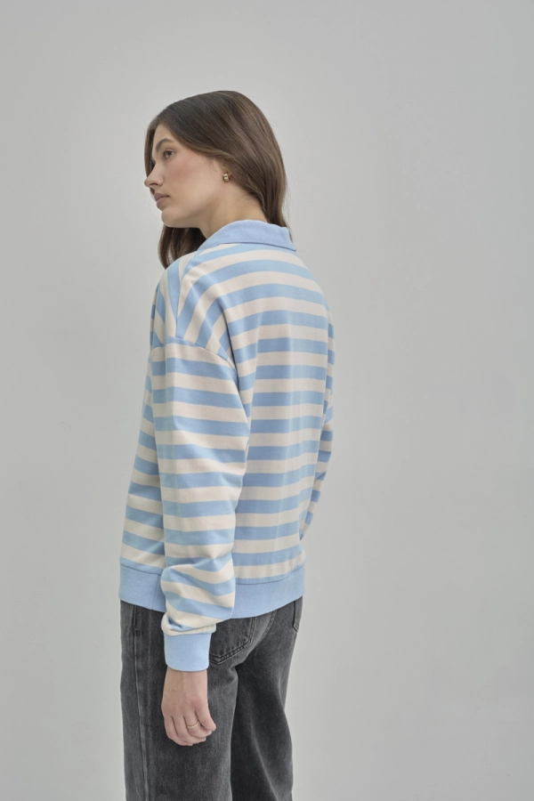 Bluza bawełniana Janey, w paski niebieska