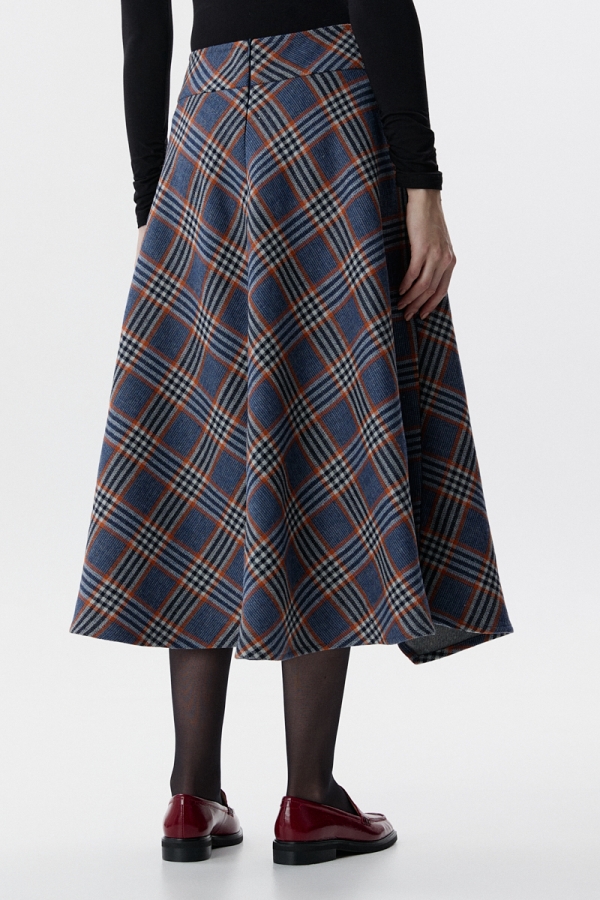 Spódnica Eton, wełniana, w kratę