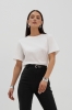 Kremowy T-shirt damski Muse – gładka dzianina Supima, minimalistyczny fason