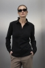 Czarne longsleeve polo Class – bawełniana koszulka z długim rękawem, przód
