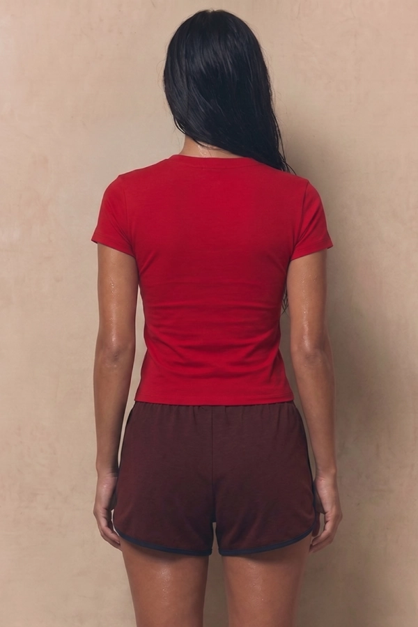 T-shirt Shape, wełna merino, czerwony